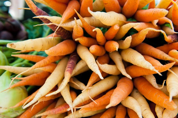 A large bundle of rainbow carrots 